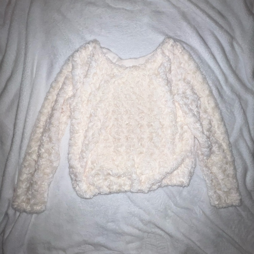 Off white rose print fur sweater